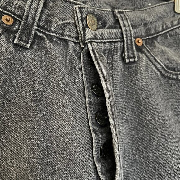 Levi's 17501 Washed Black Tapered Leg Vintage 80's Denim Jeans - Picture 4 of 7
